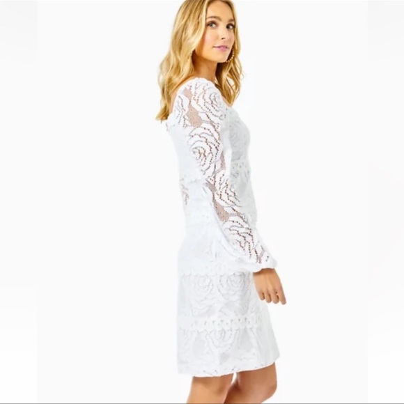 Lilly Pulitzer Zoella white dress with bungalow blossom lace - Picture 5 of 6